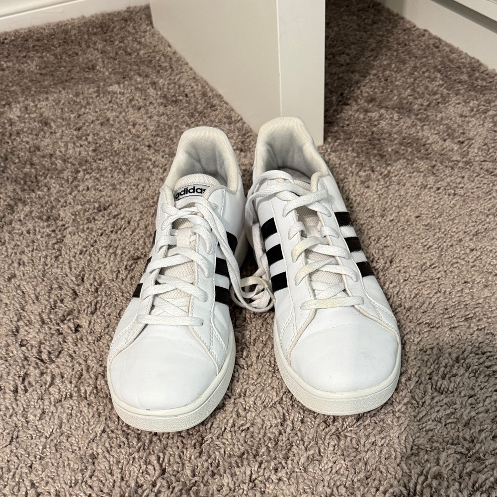 Adidas Classic White Sneakers with Black Stripes